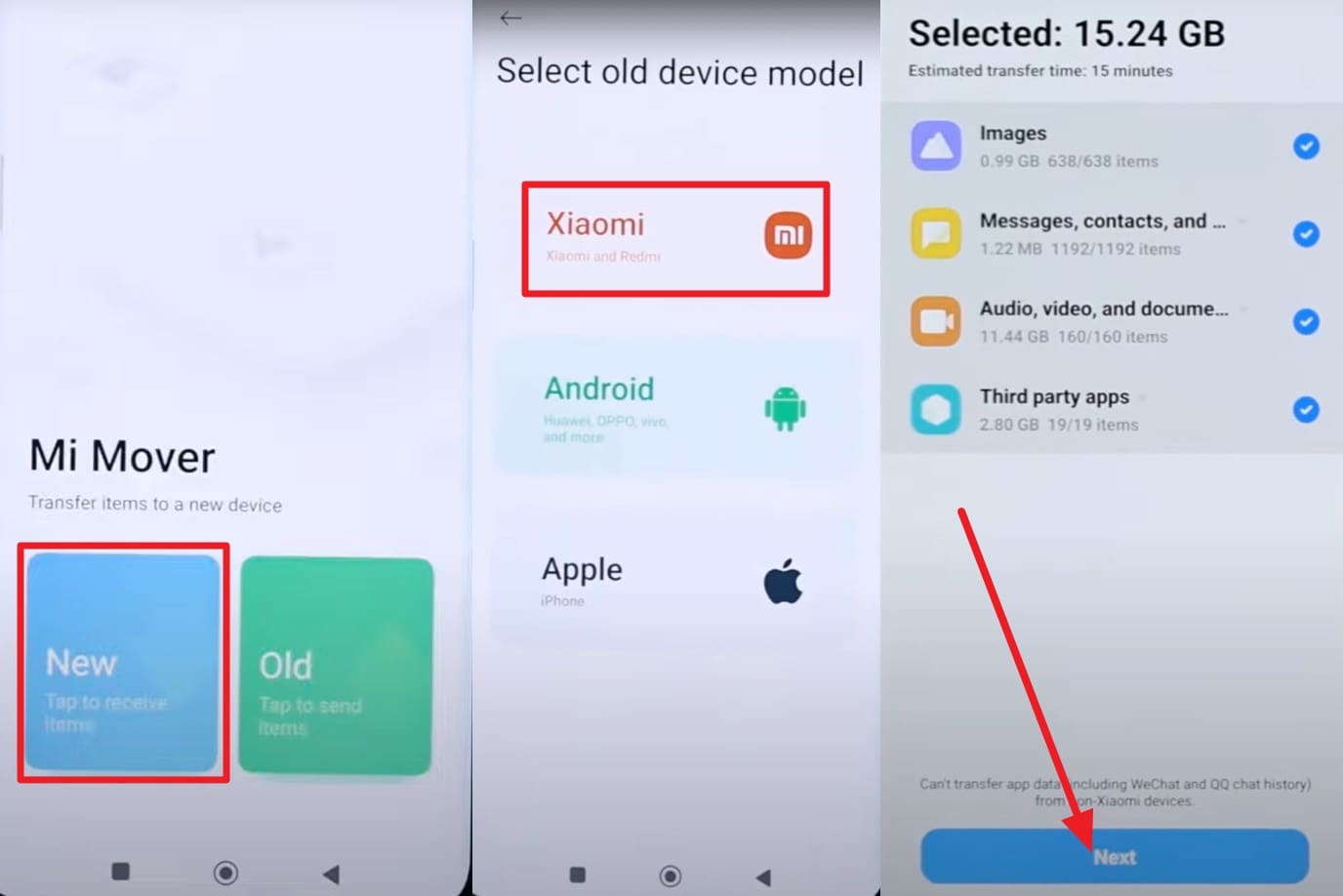 choose the next button
