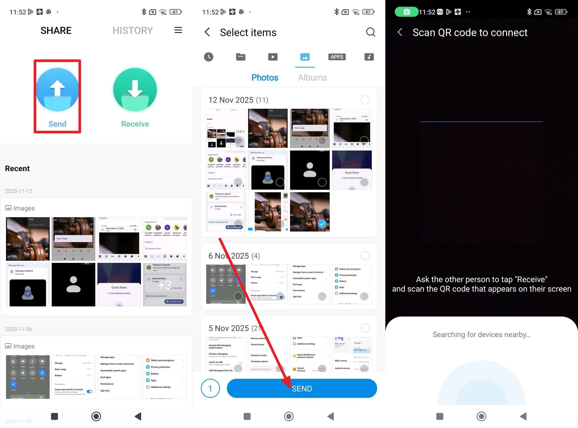 choose the media to send