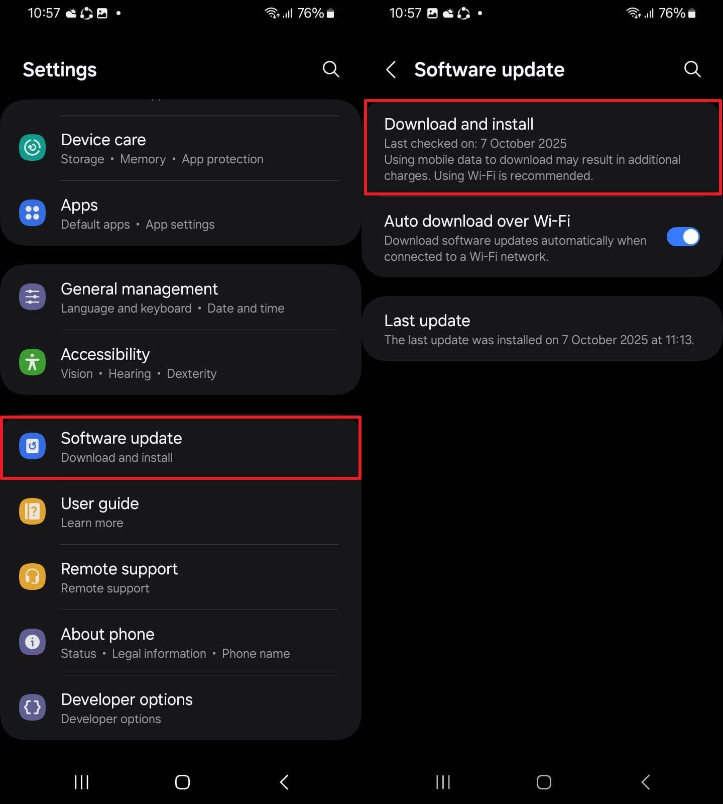 update the samsung software