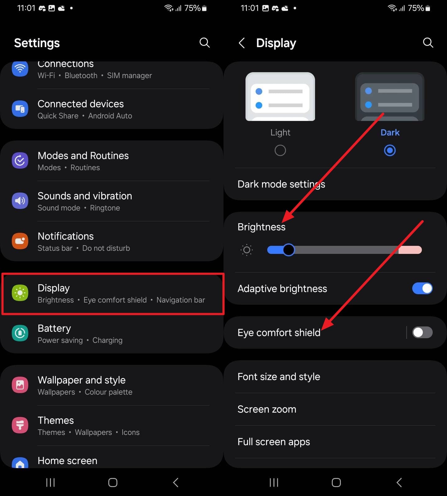 adjust the display settings