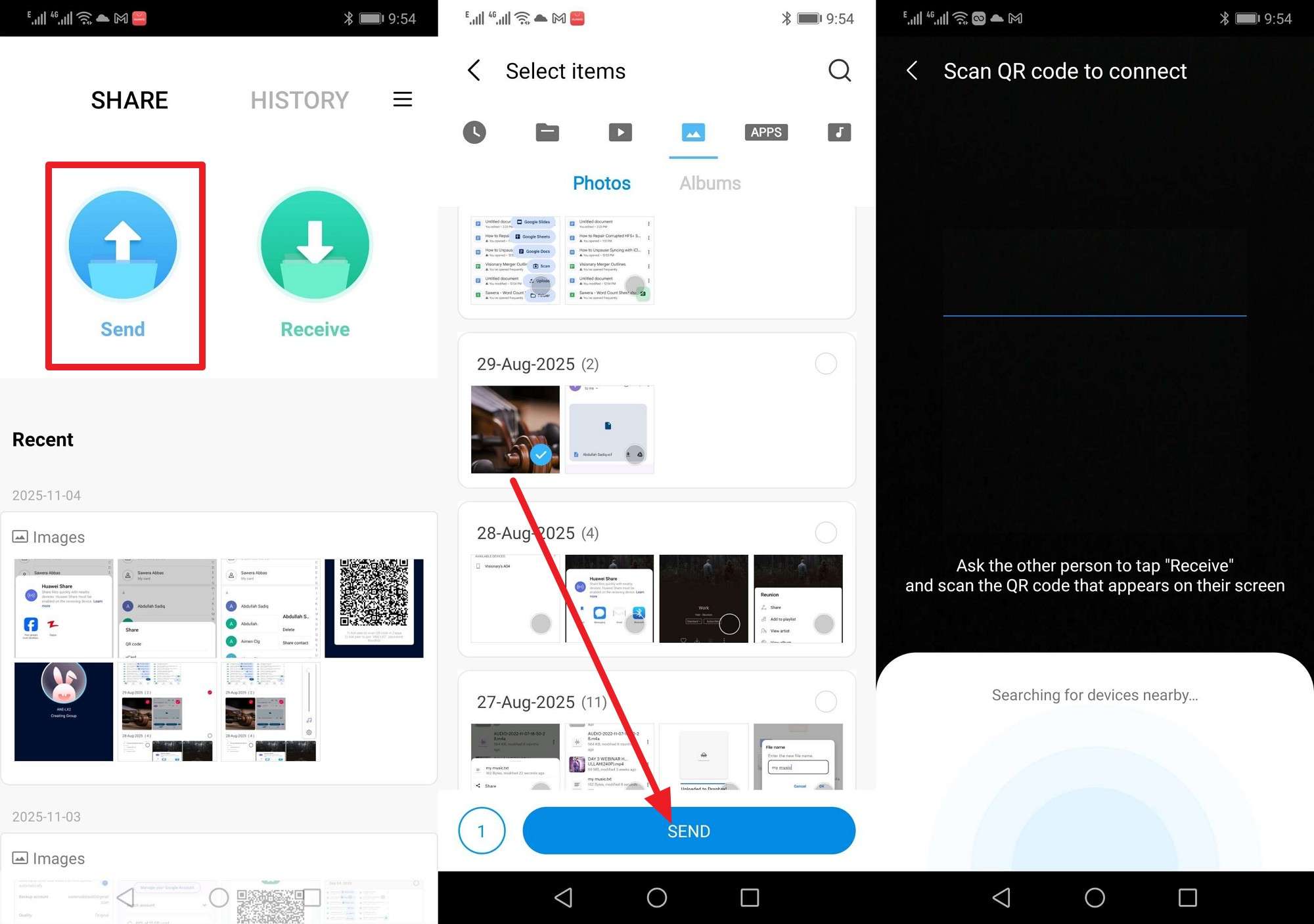 choose the send button