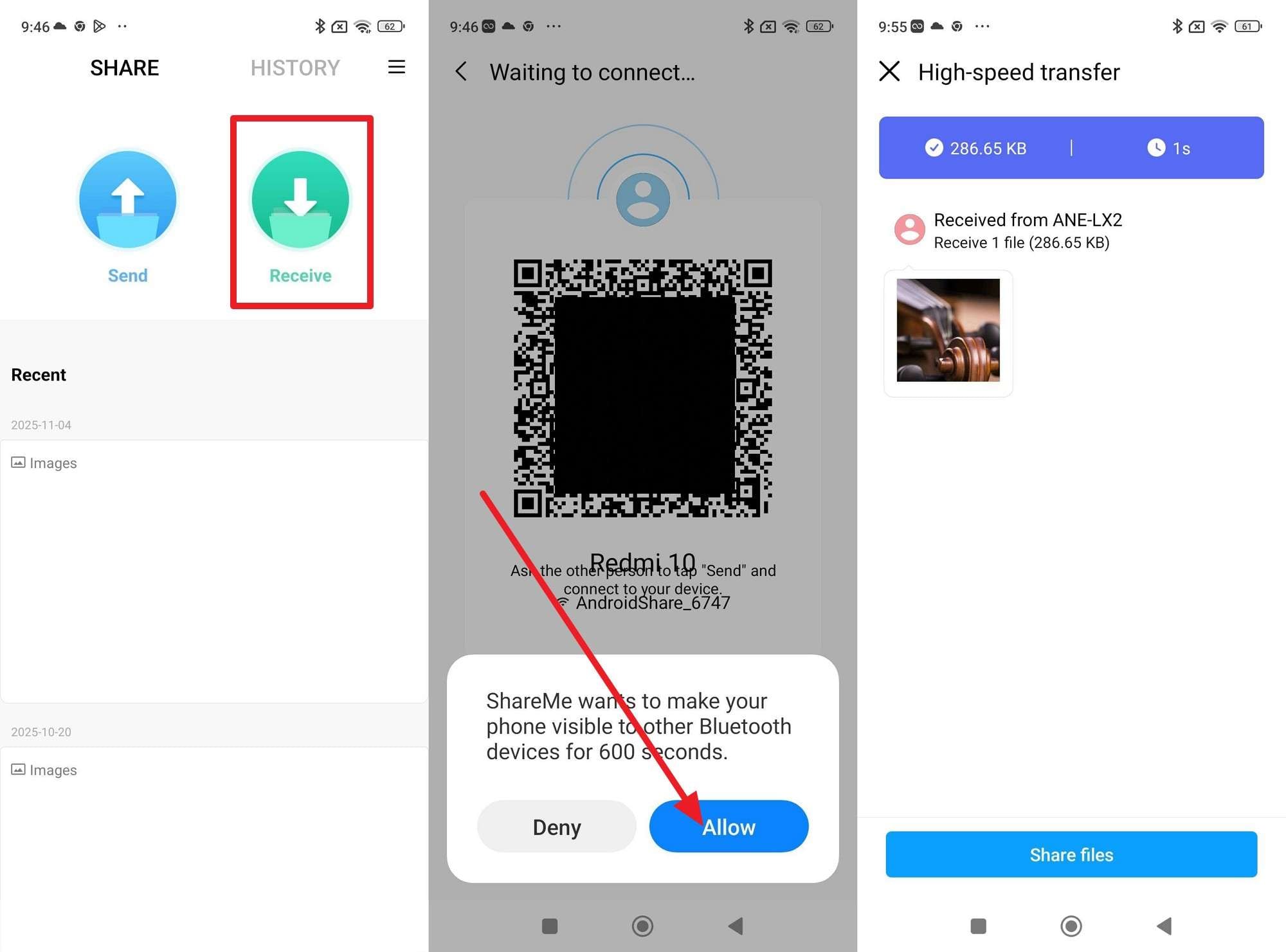 scan the qr code to receive