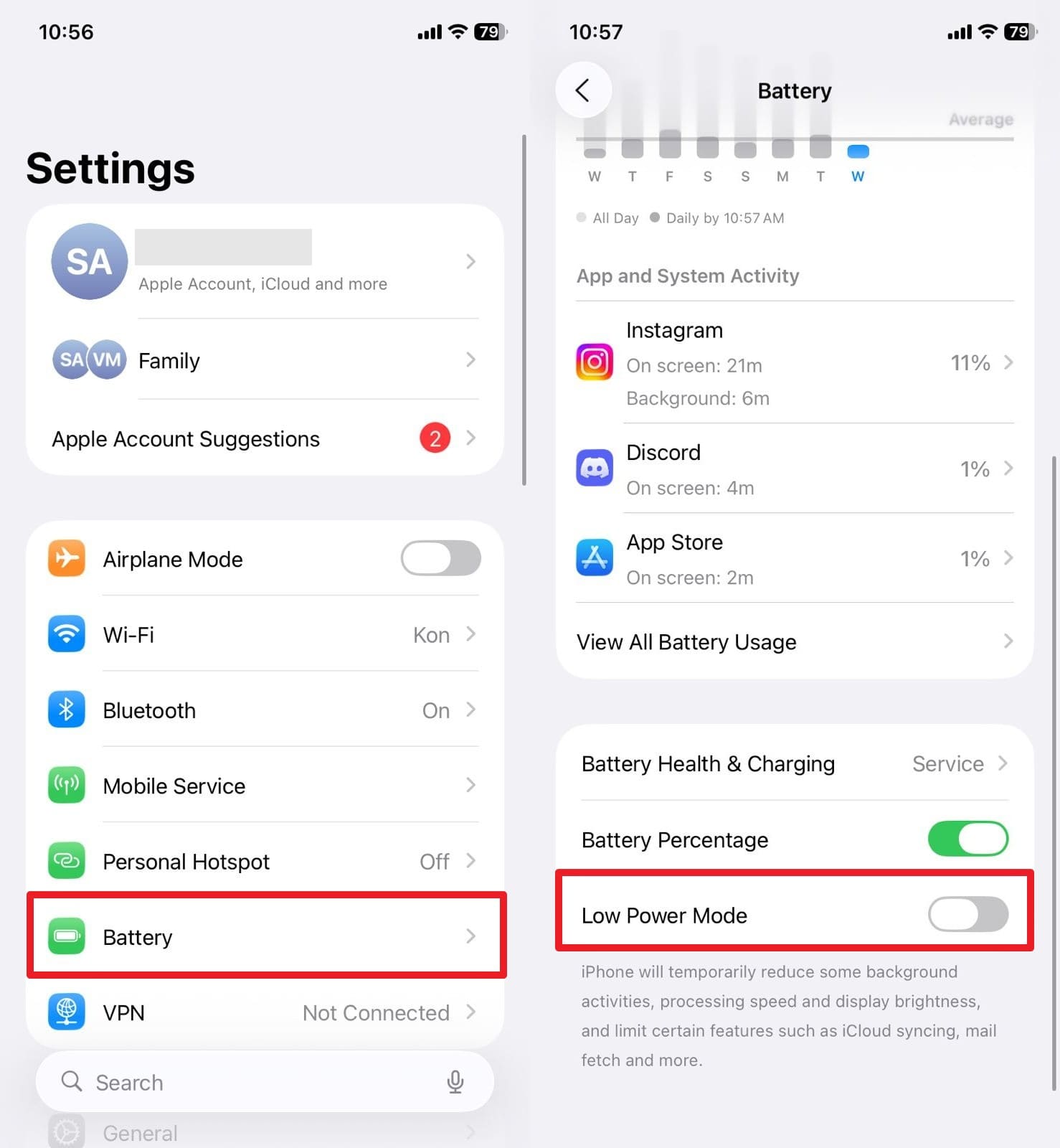 disable low power mode