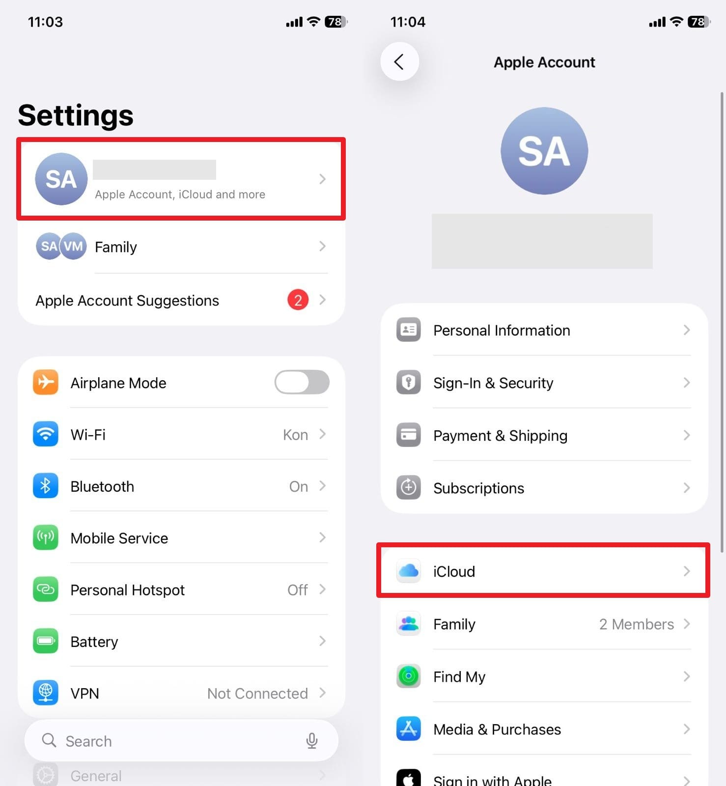 pick the icloud option