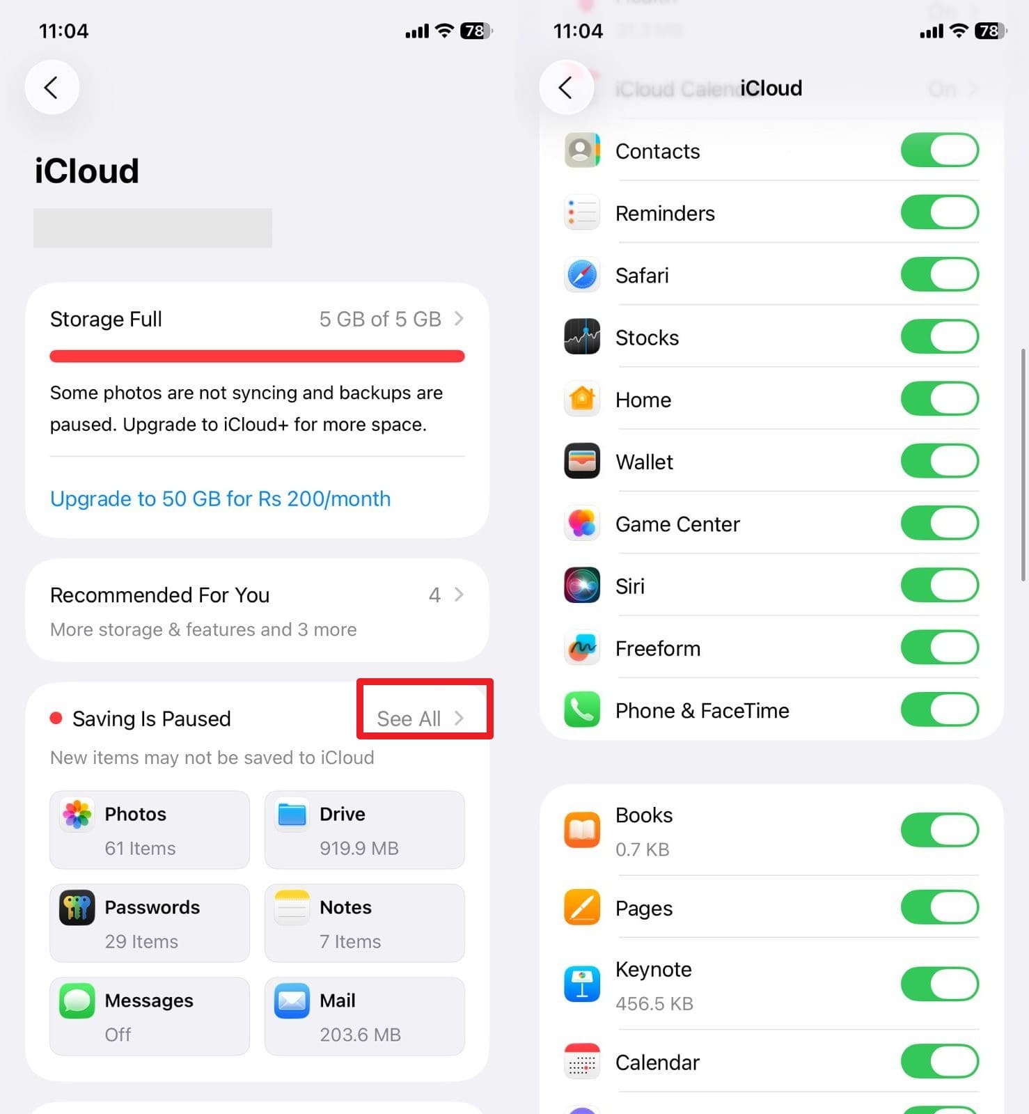 choose see all and toggle