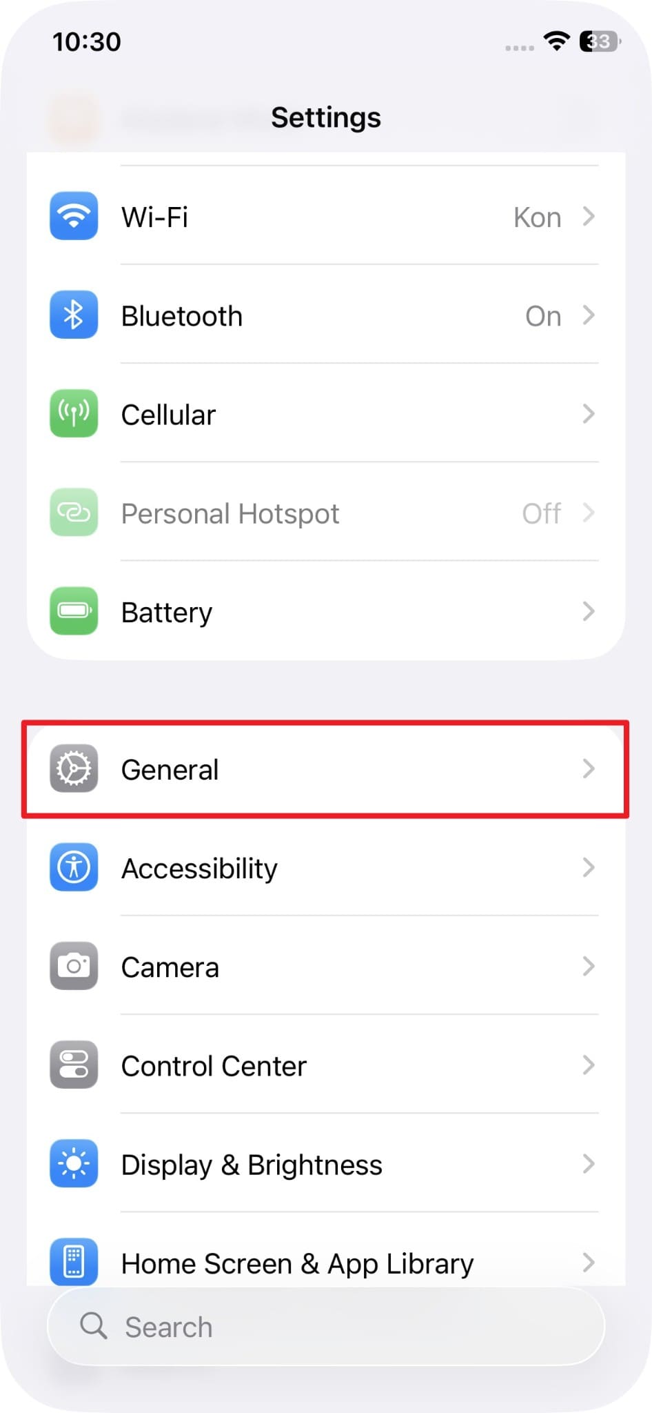 pick the general settings