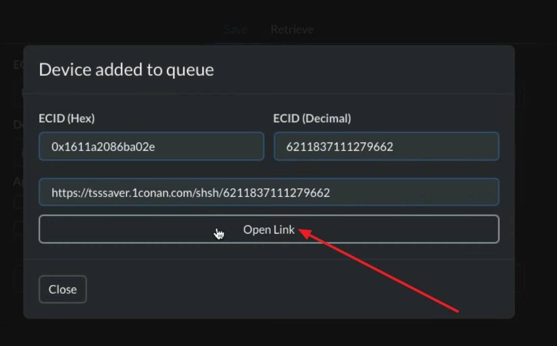 press open link button