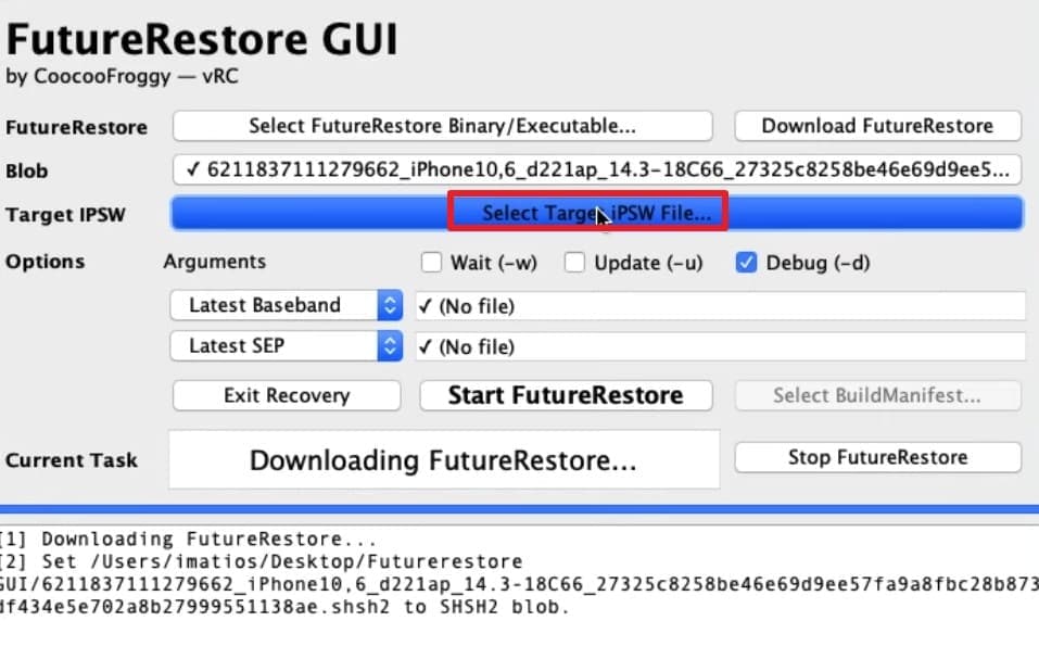 upload the ipsw file