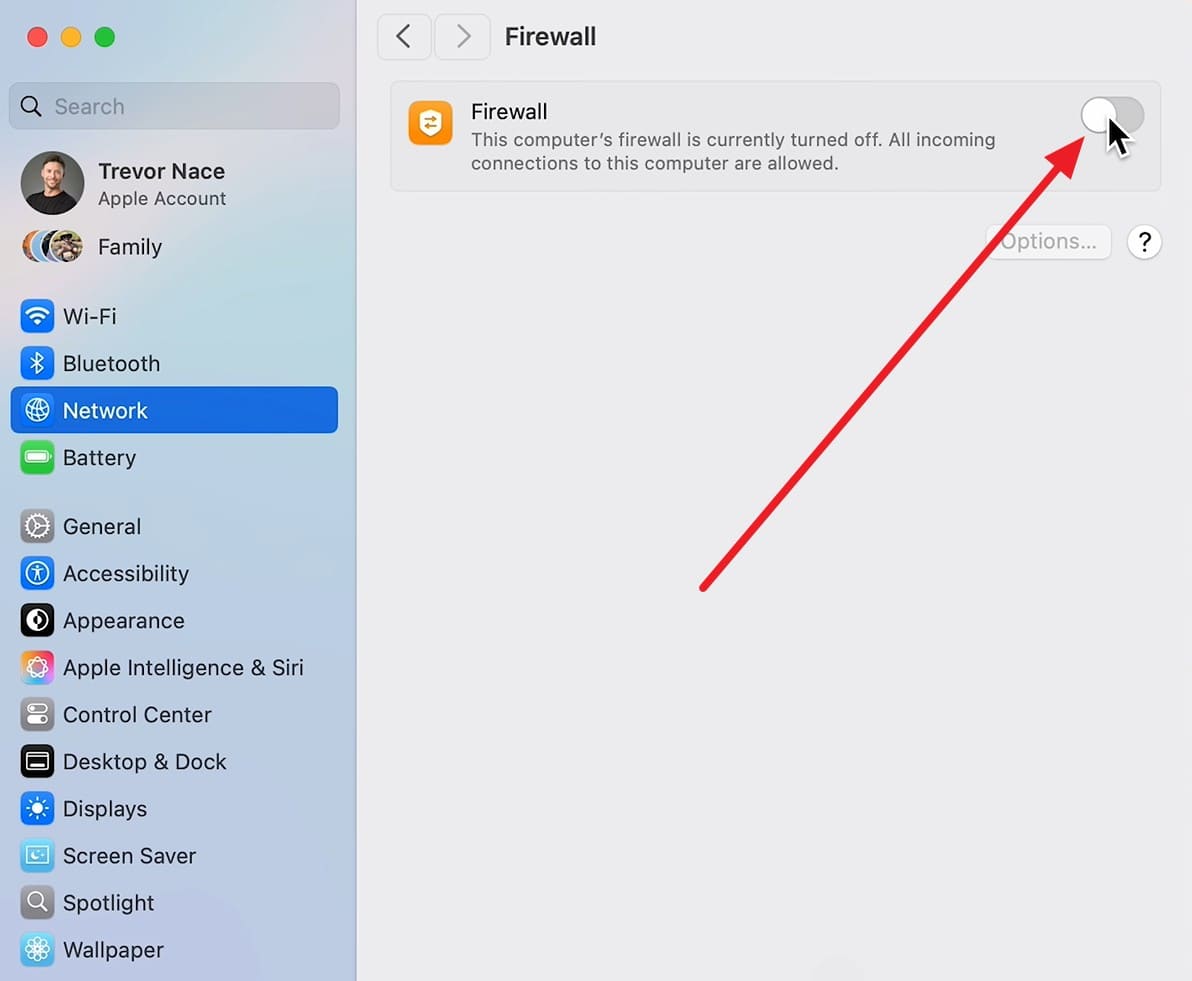 disable the firewall
