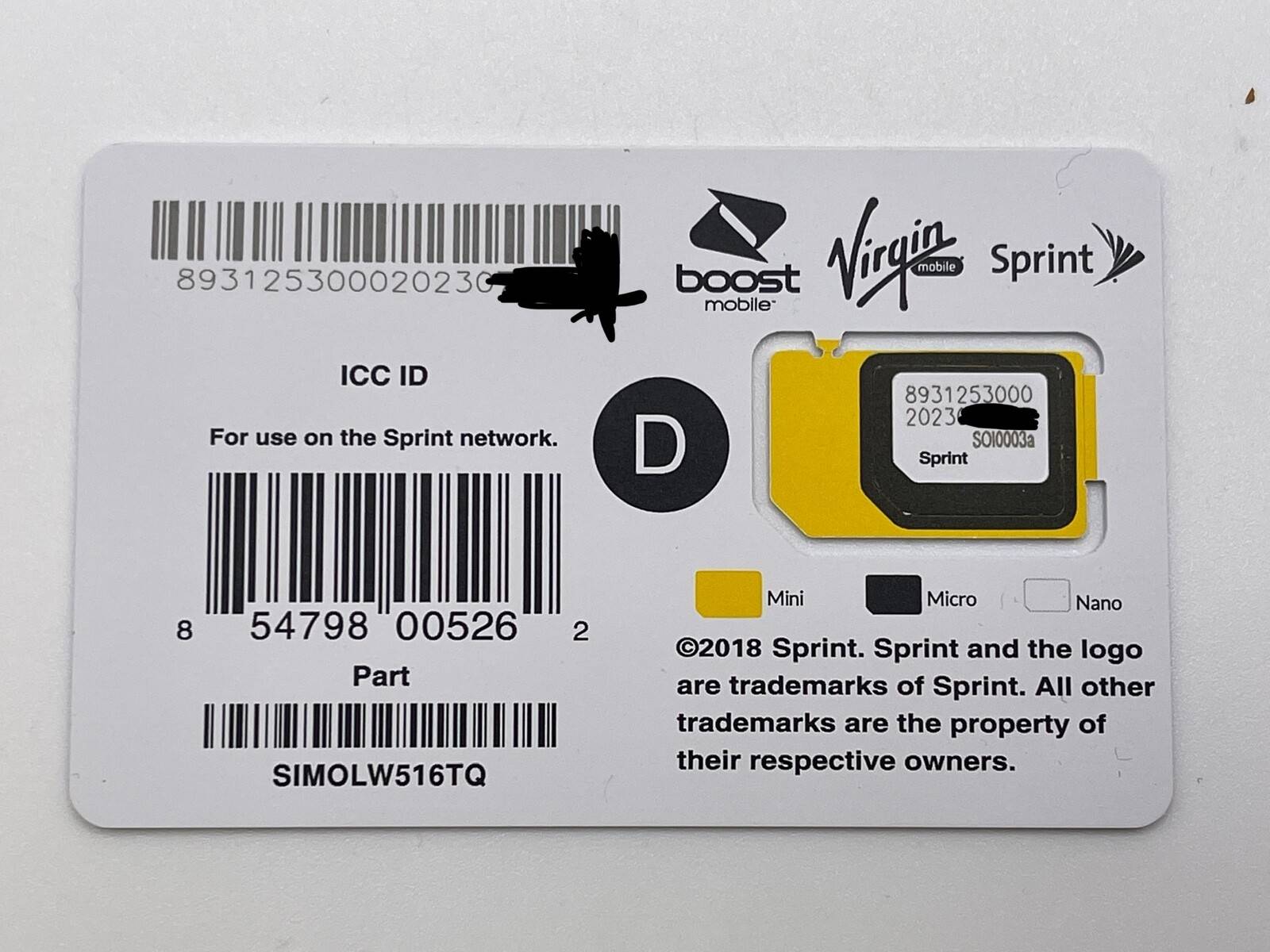 iccid on sprint sim card