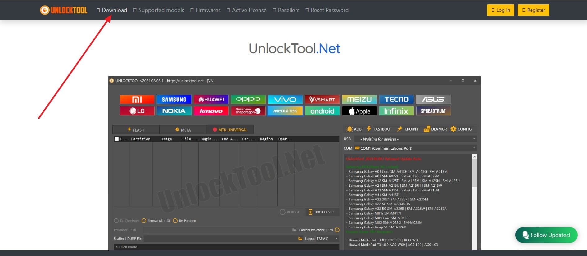 access the download tab