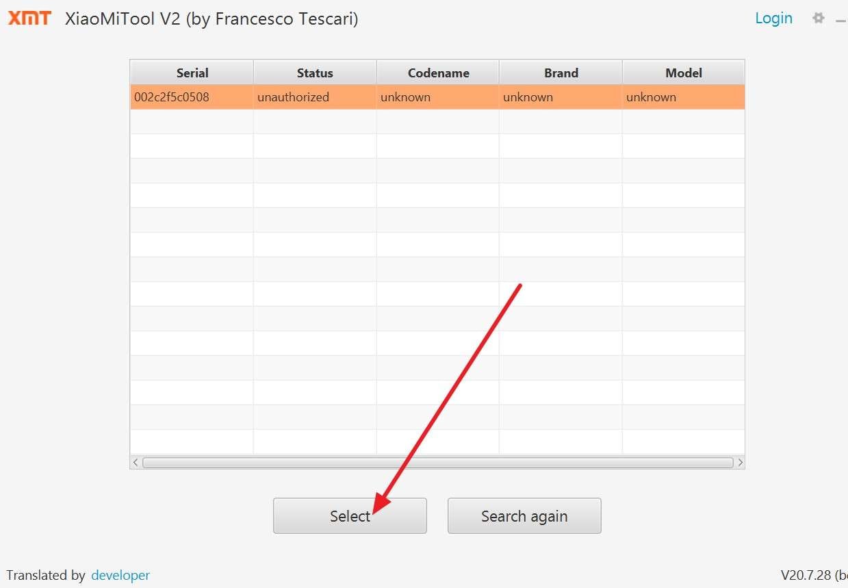 press the select button