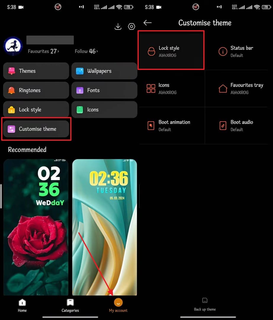 android mi themes finger print lock