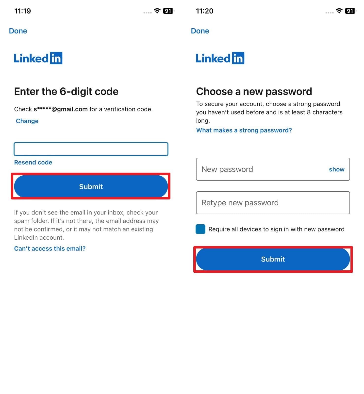 linkedin password recovery
