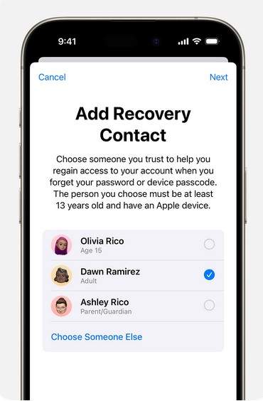 forgot my apple id and password add recovery contact