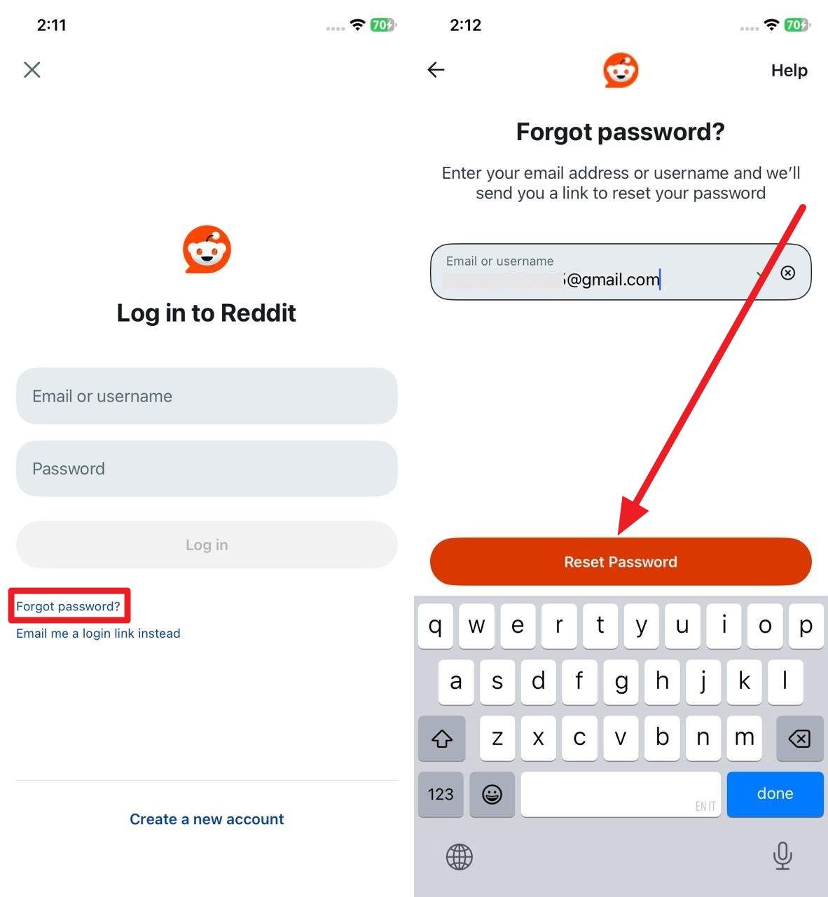 choose the rest password option