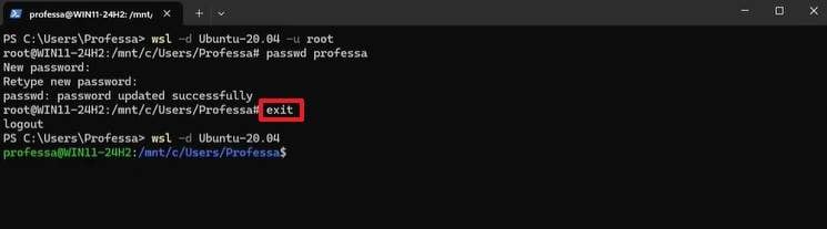 enter the exit command