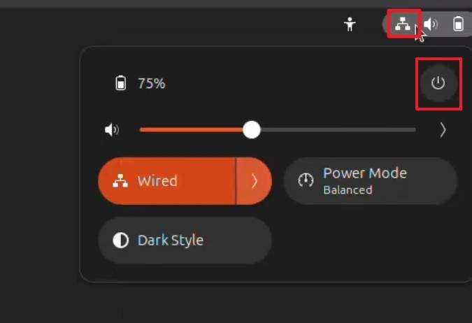 choose the power icon