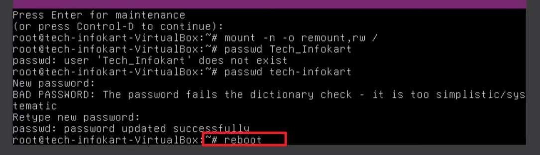enter the reboot command