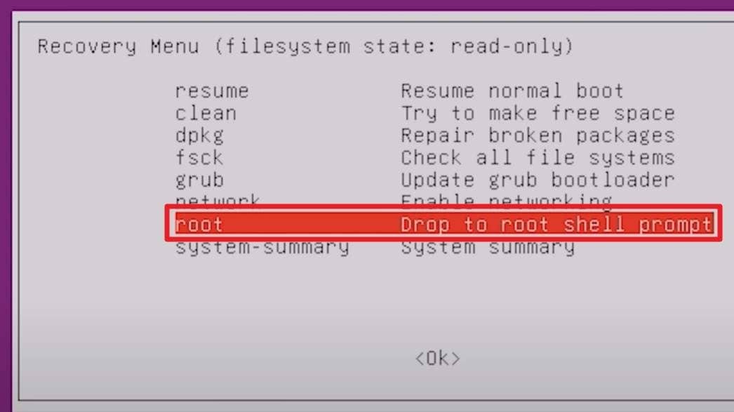 ubuntu password recovery