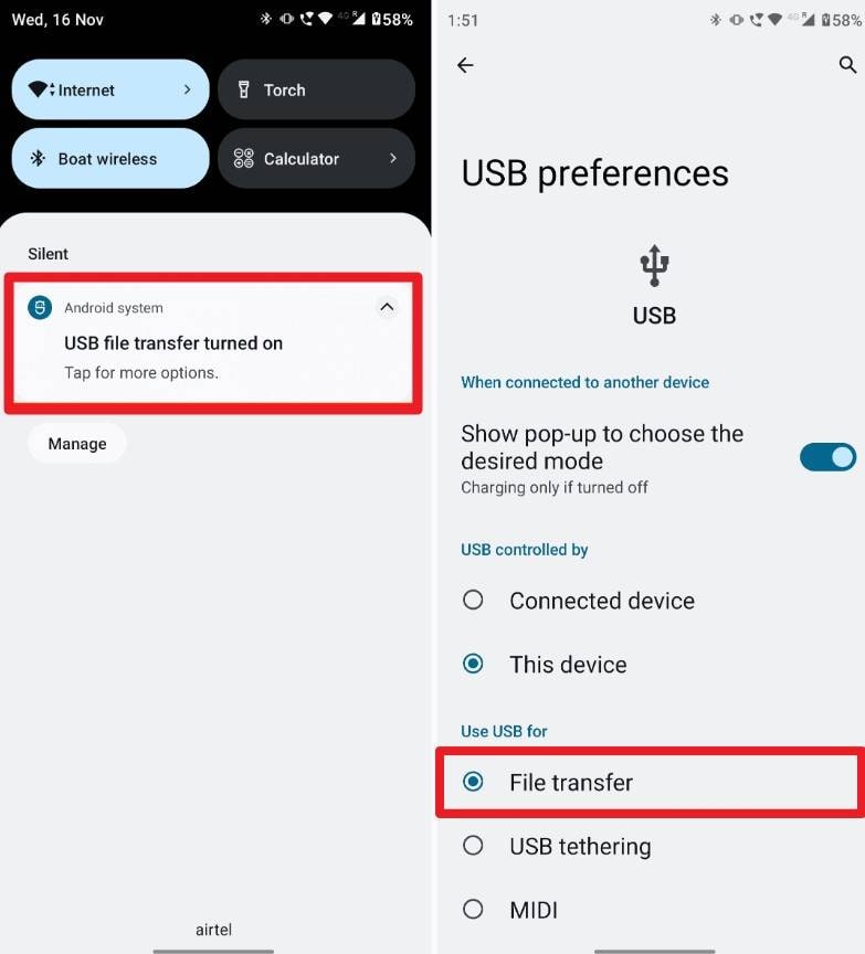choose file transfer