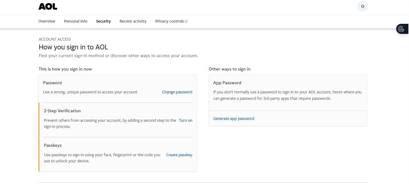 how can i get my aol password