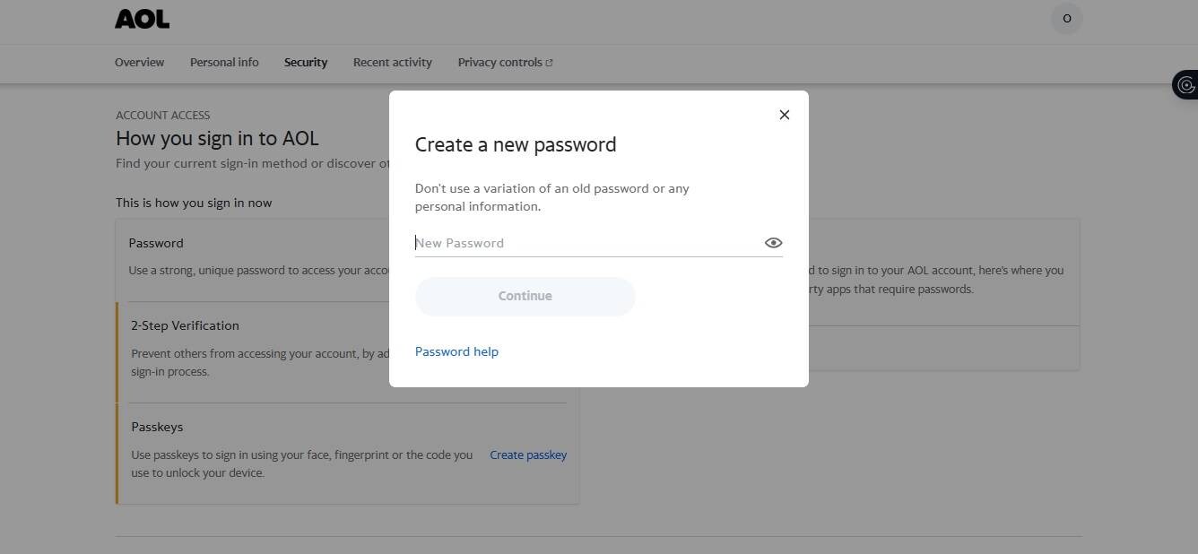how can i retrieve my aol password