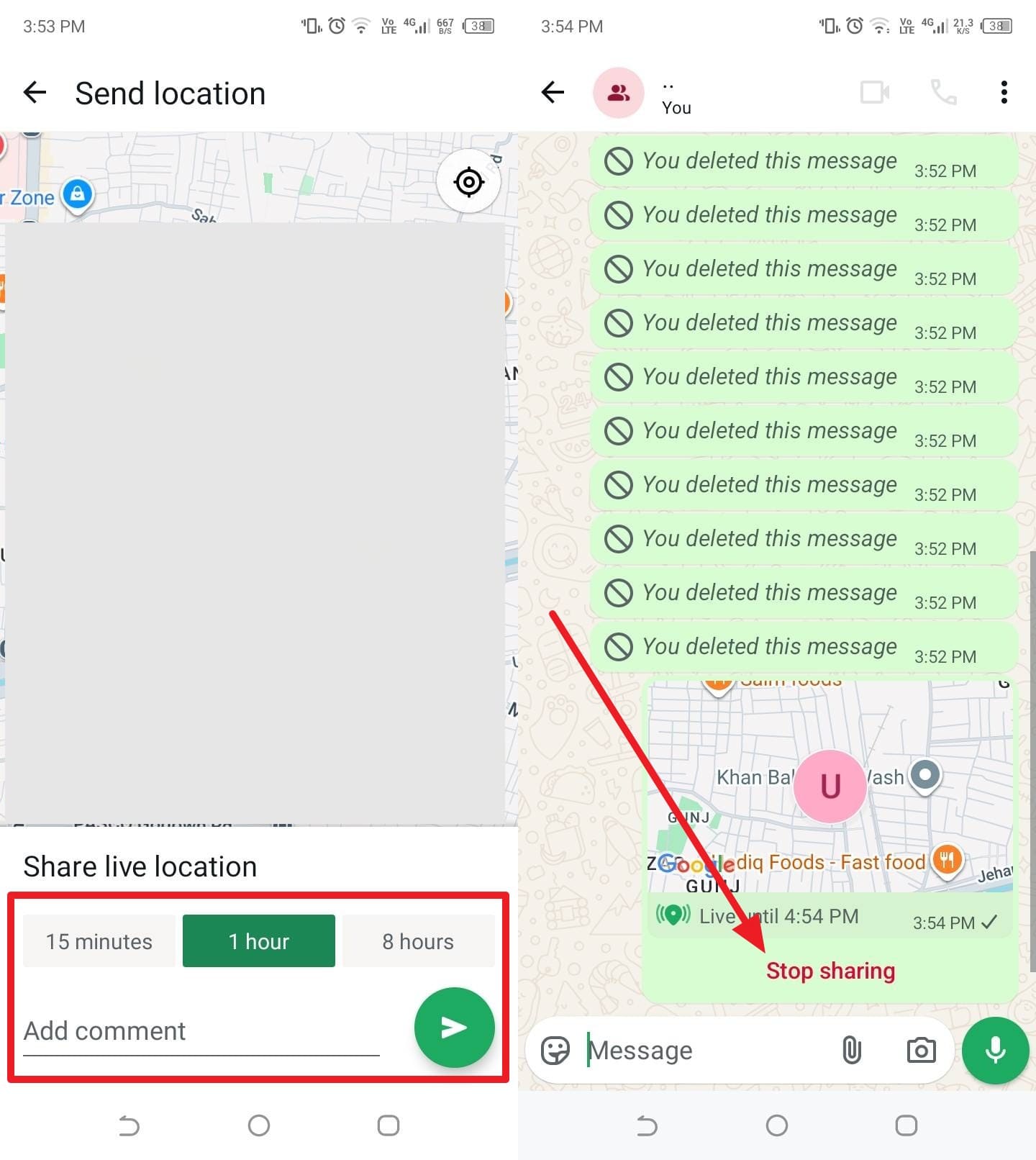 choose the stop sharing option