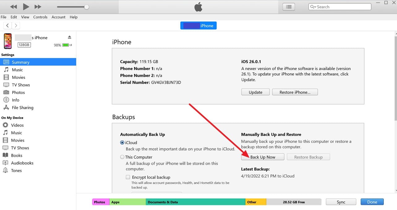 backup the iphone 17