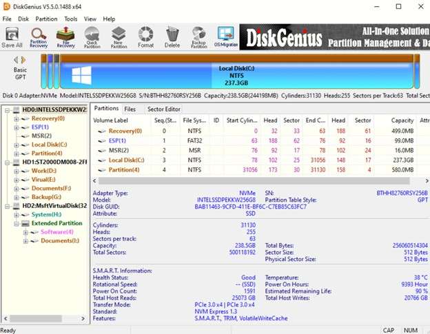 diskgenius disk management tool