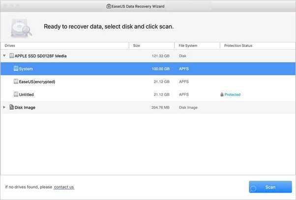 easeusdata recovery interface