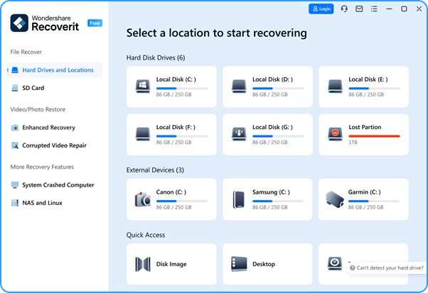 recoverit recovery interface
