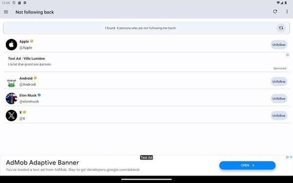 unfollow today interface
