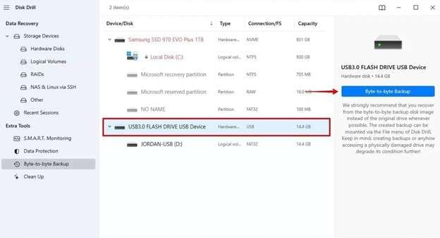select corrupt usb drive
