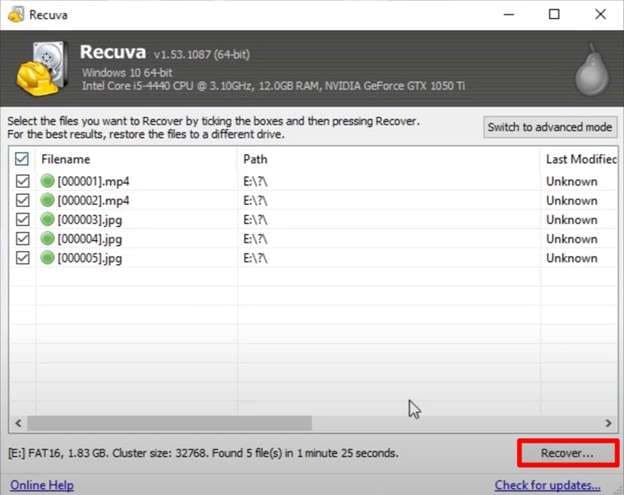 recover restored files