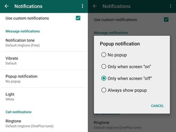whatsapp popup notification