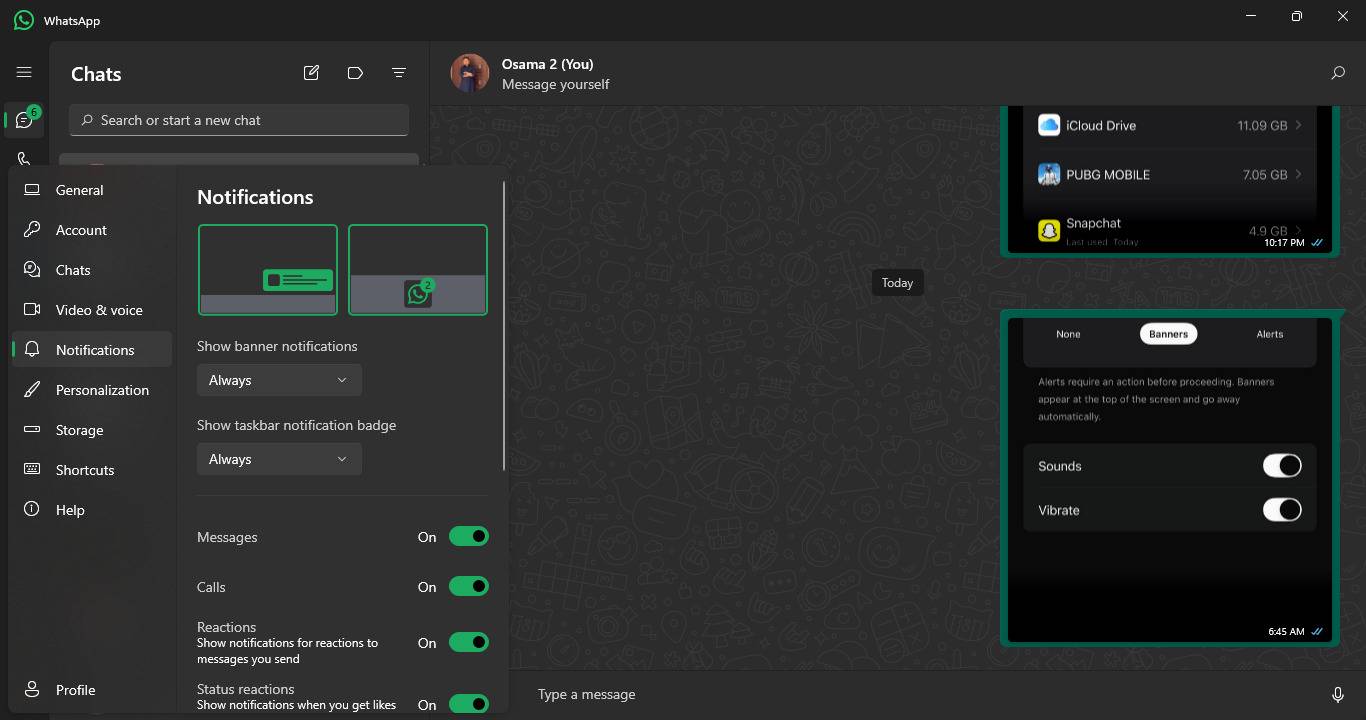 turn on whatsapp push notifications