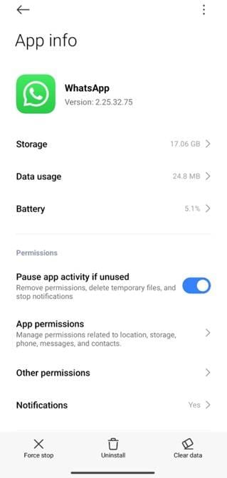 go to whatsapp storage