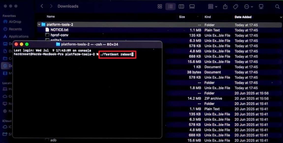 enter the command on mac