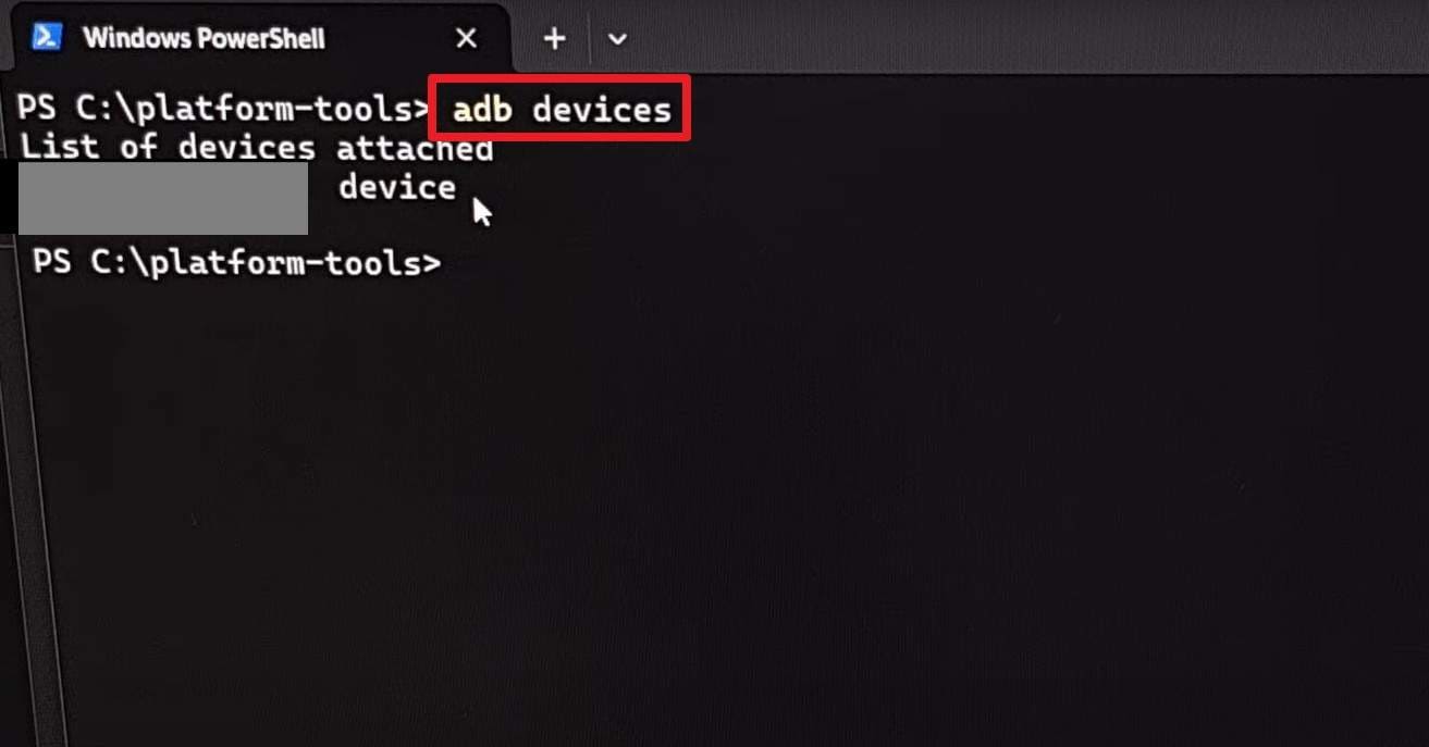 enter adb devices command