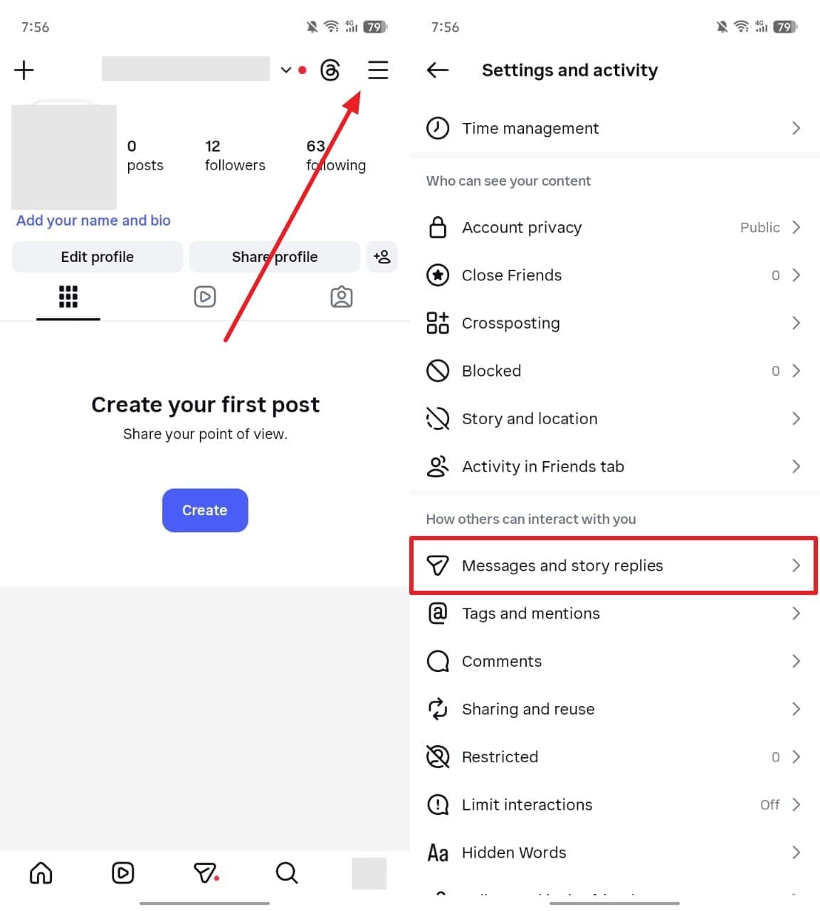access messages and story replies