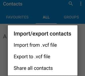 backing up contacts to google drive via manual export