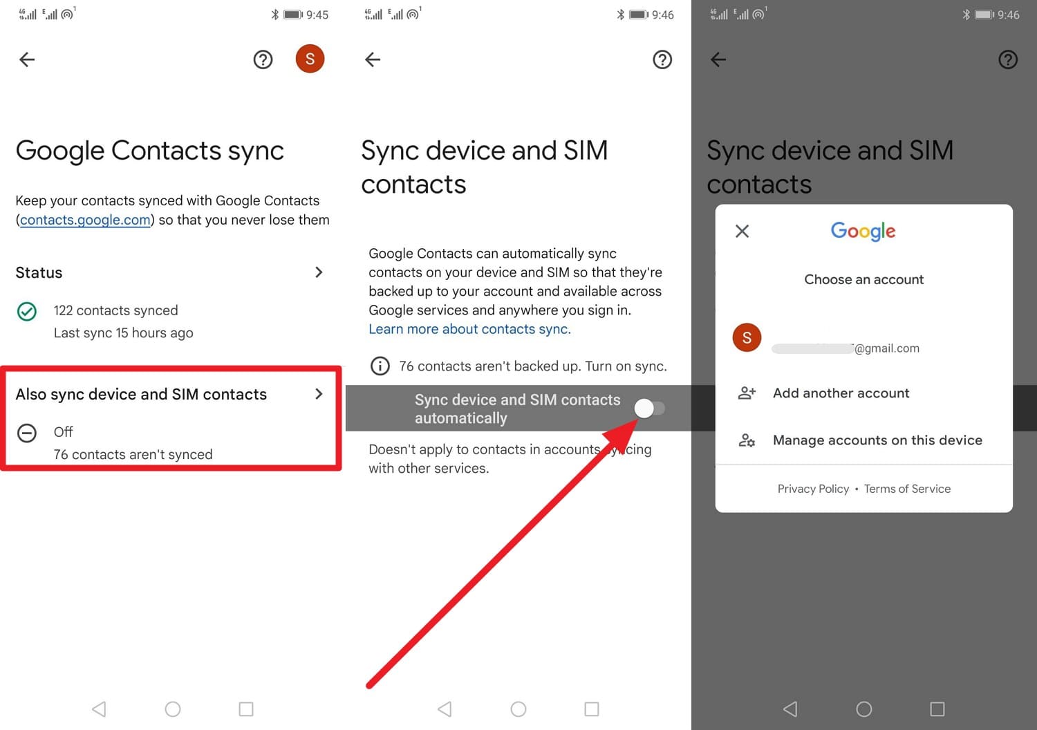 sync the contact and add account