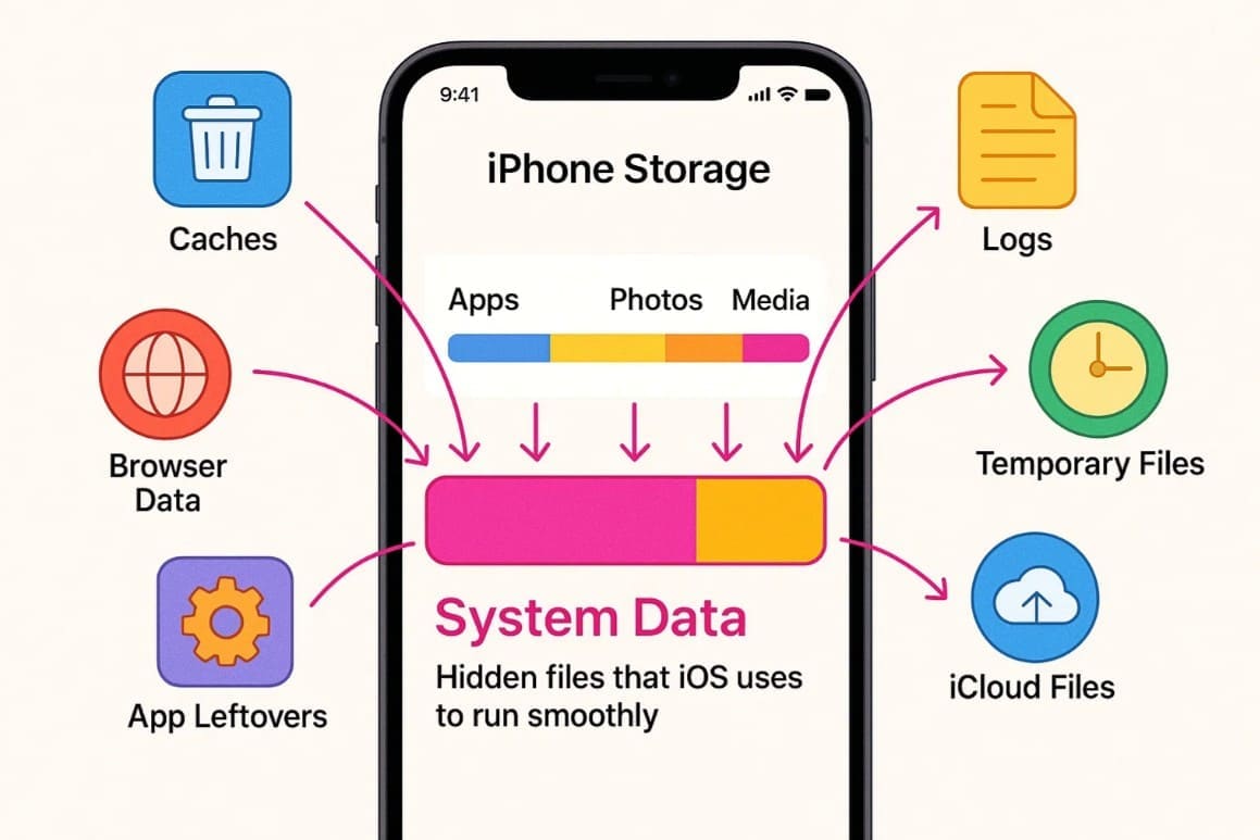 how to reduce system data on iphone