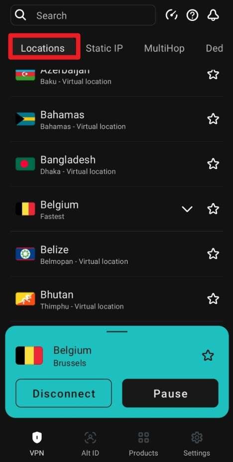 choose the location on app