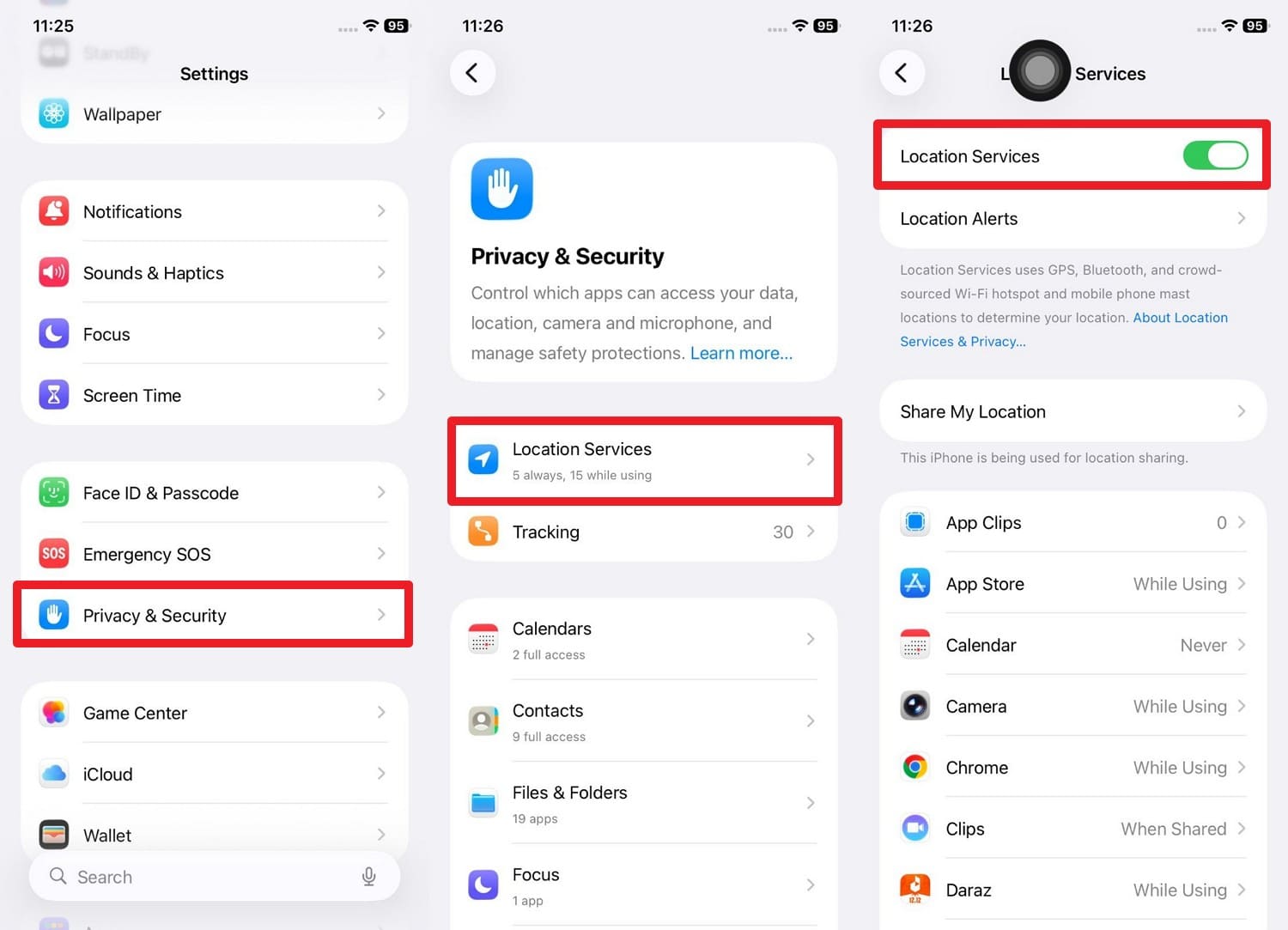 disable location services