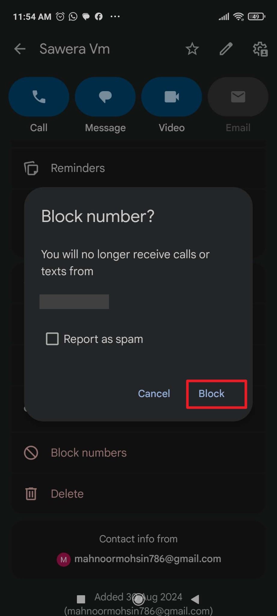choose the block option
