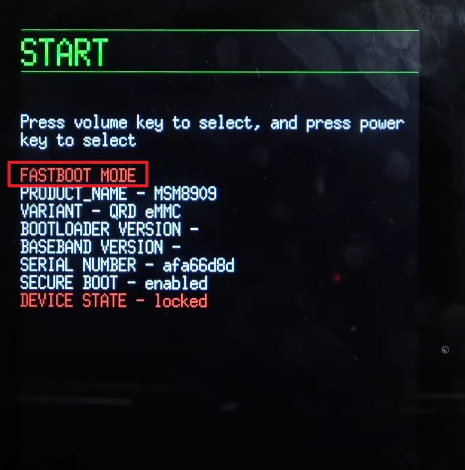 choose fastboot mode