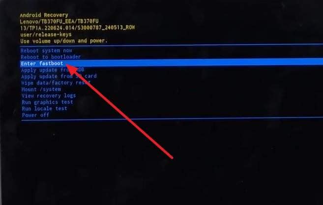 choose enter fastboot option