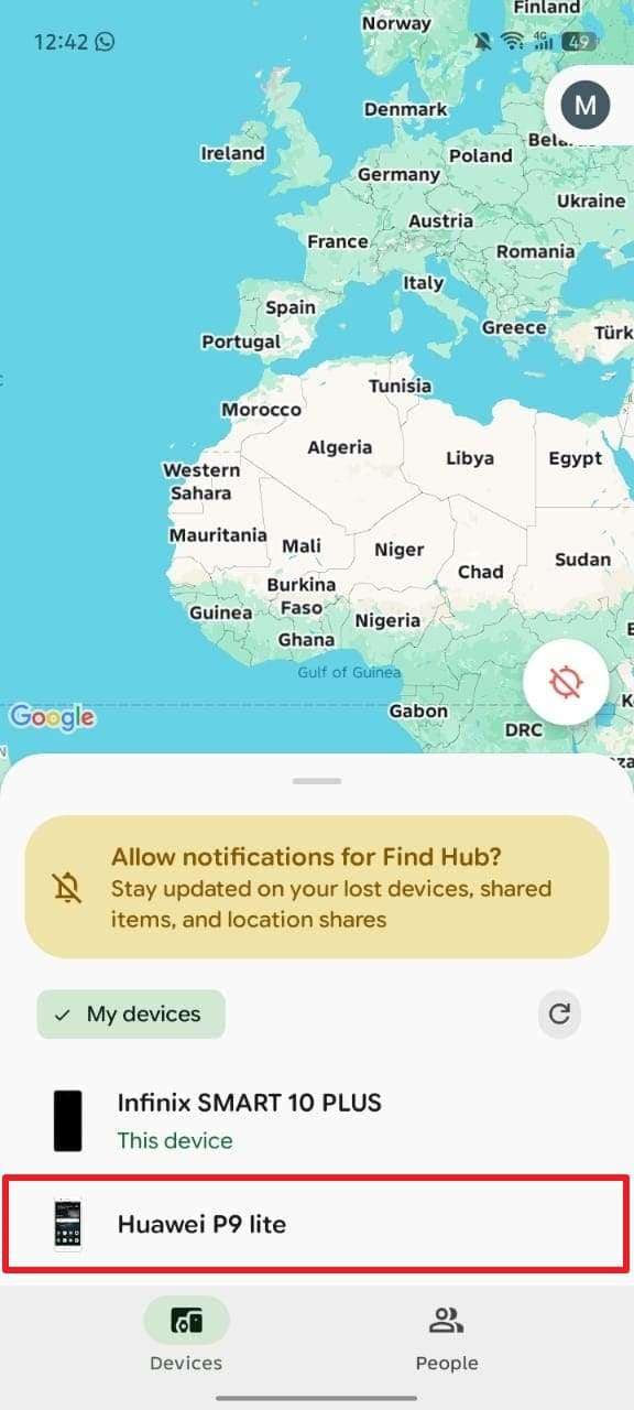 track android via find hub